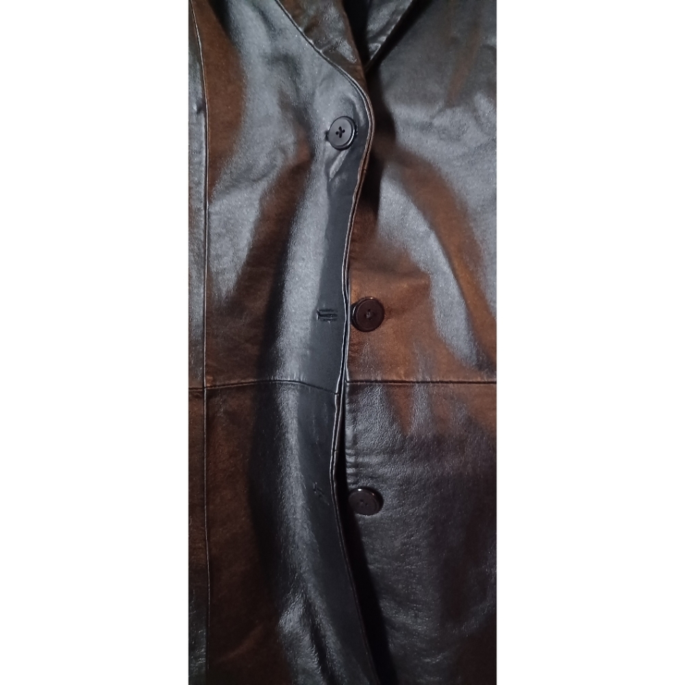 Marc Mattis Herringbone Button-Front Leather Jack… - image 7